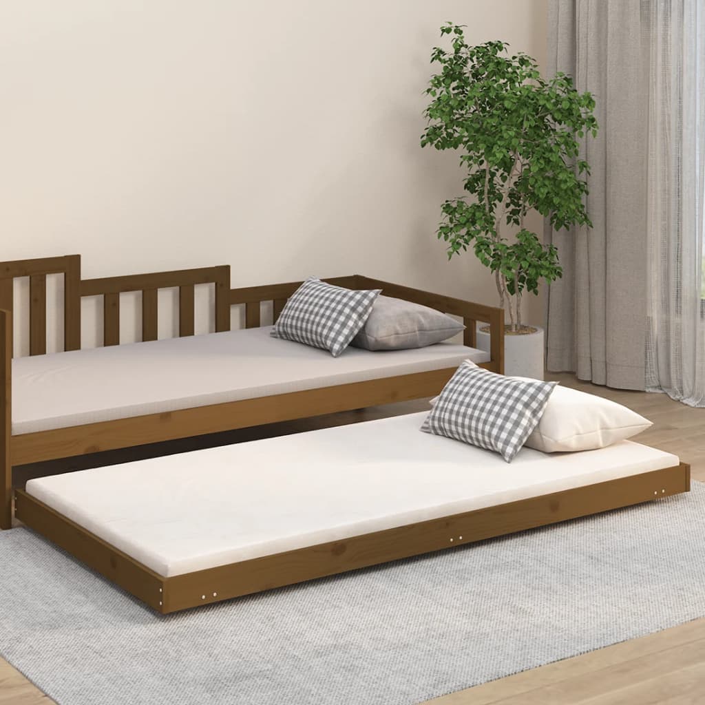 Solid wood bed honey brown 90x200 cm pine