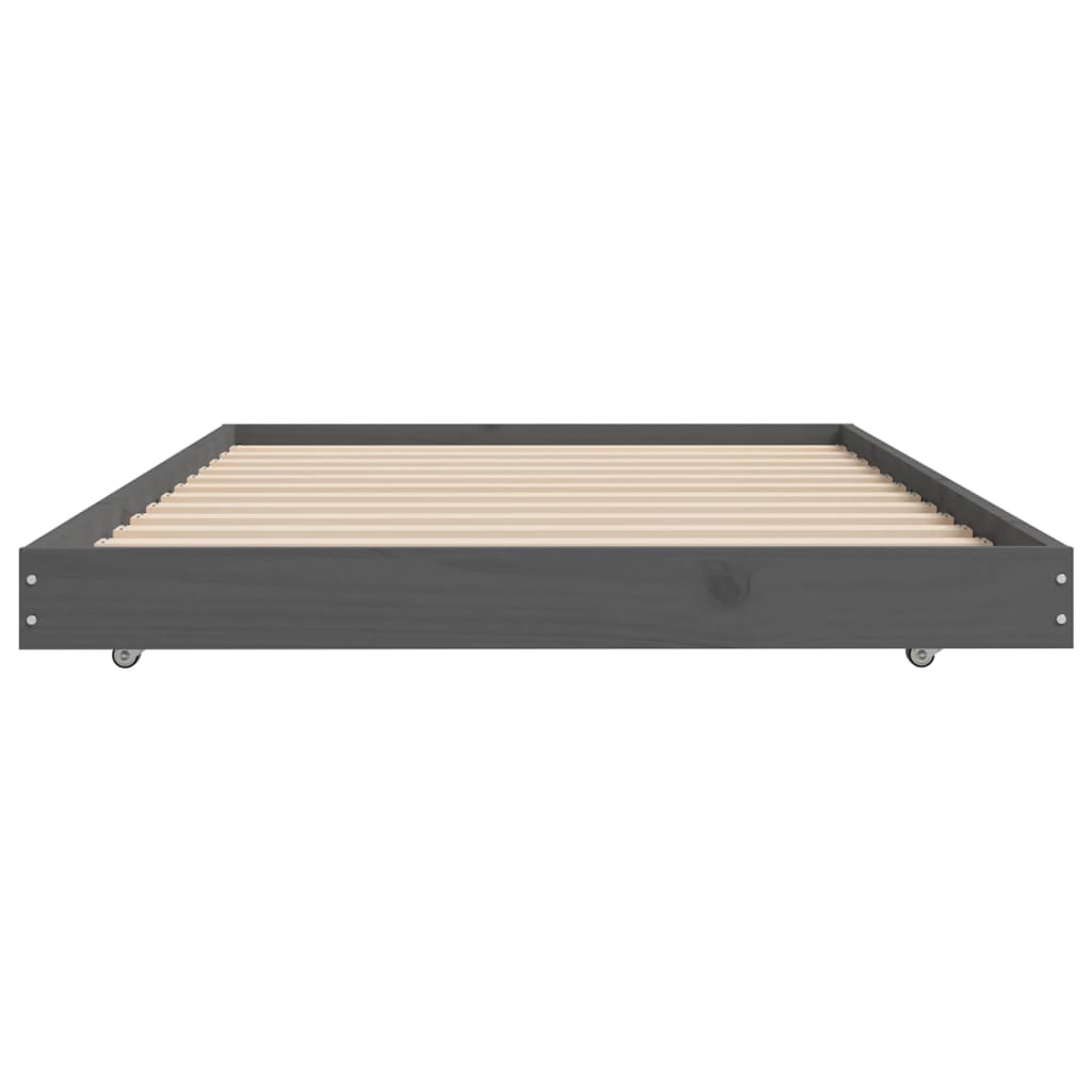 Solid wood bed gray 75x190 cm pine