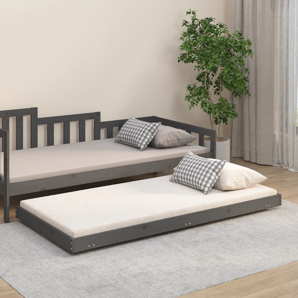 Solid wood bed gray 75x190 cm pine