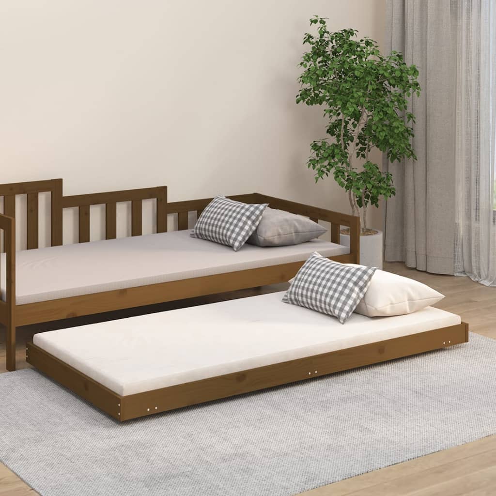 Solid wood bed honey brown 75x190 cm pine