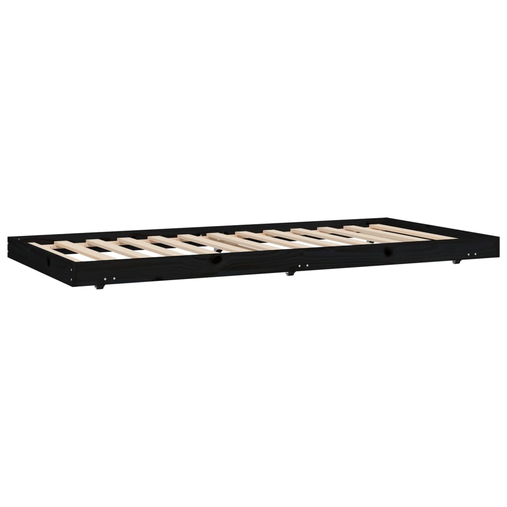 Solid wood bed black 75x190 cm pine