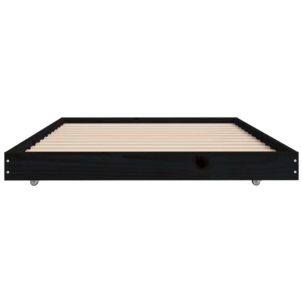 Solid wood bed black 75x190 cm pine