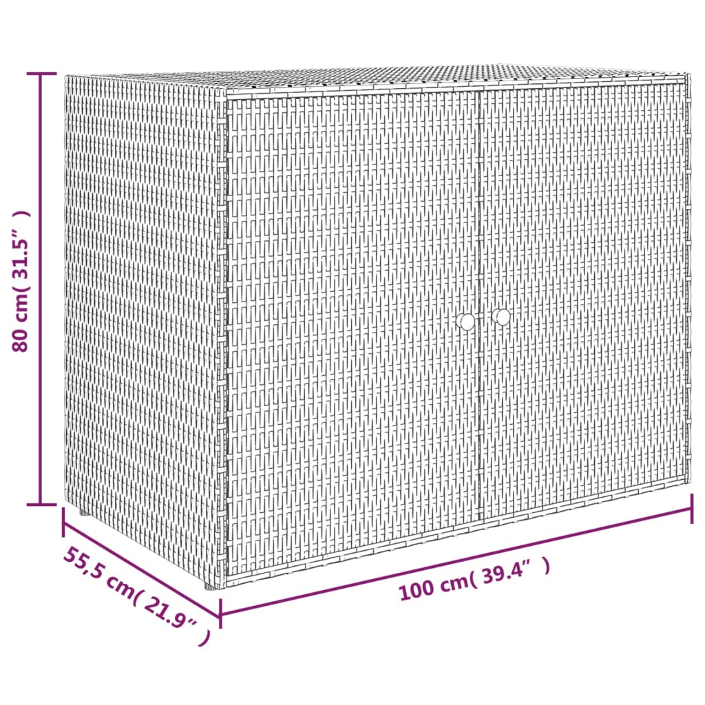 Gartenschrank Schwarz 100x55,5x80 cm Poly Rattan