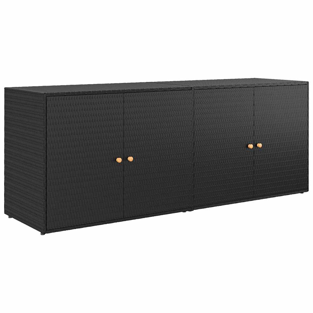 Gartenschrank Schwarz 198x55,5x80 cm Poly Rattan