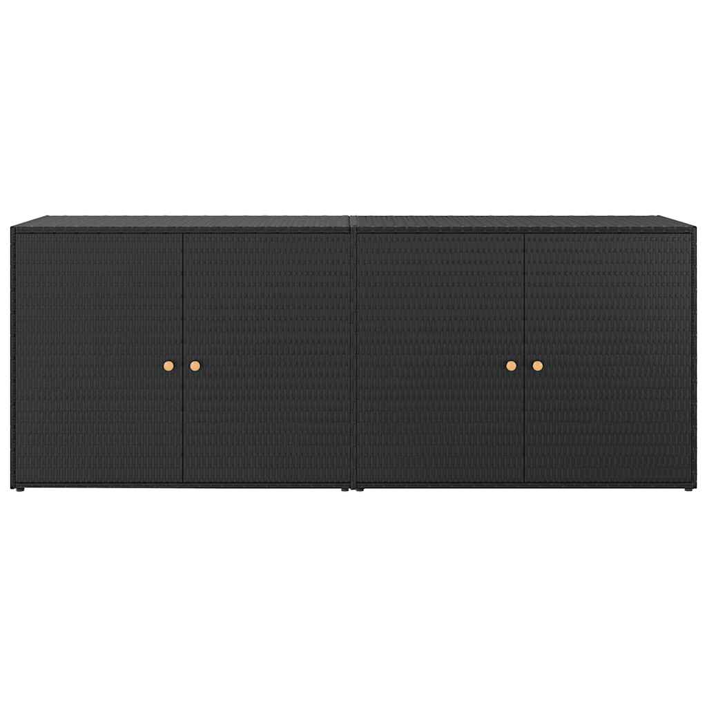 Gartenschrank Schwarz 198x55,5x80 cm Poly Rattan