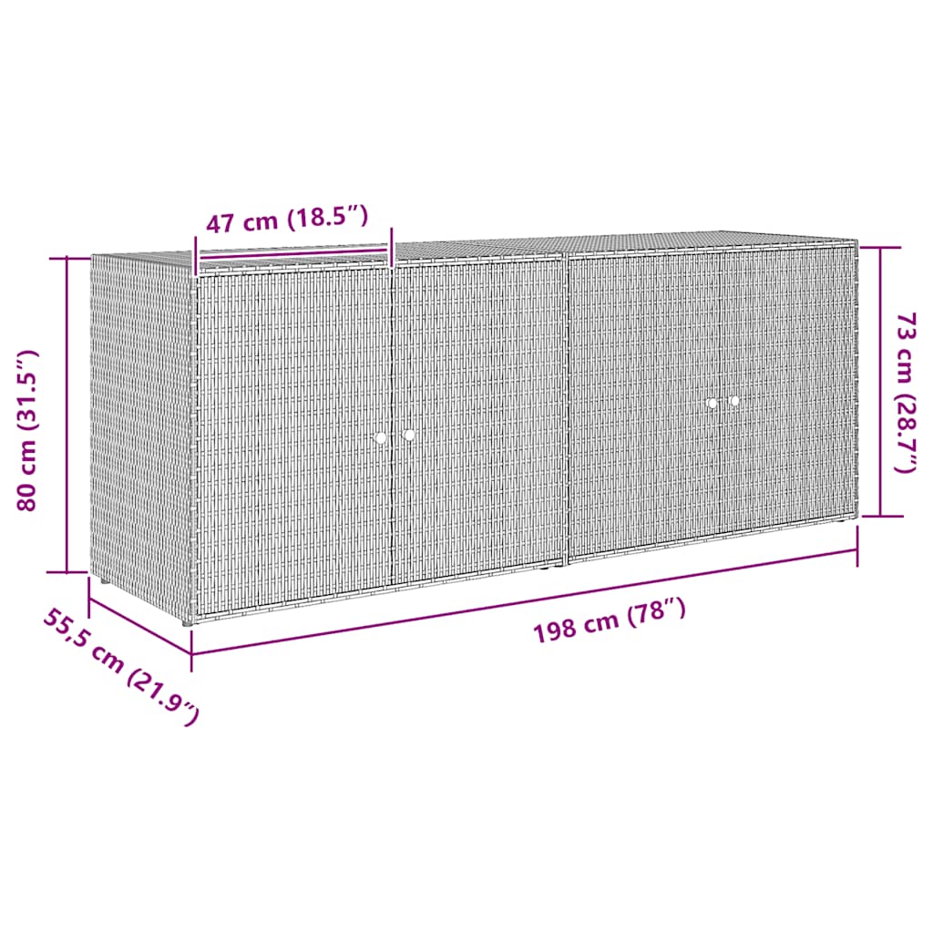 Gartenschrank Schwarz 198x55,5x80 cm Poly Rattan