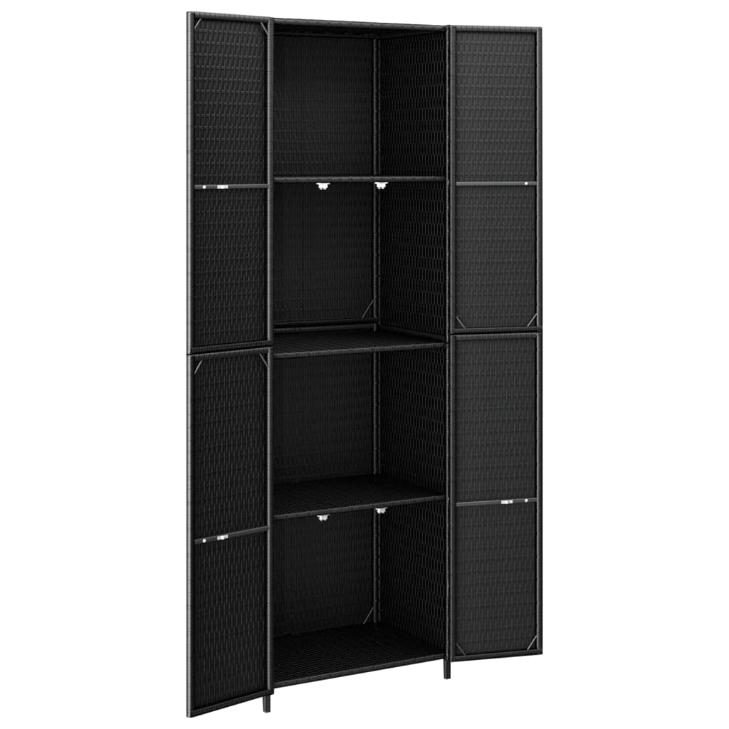 Gartenschrank Schwarz 59x40x180 cm Poly Rattan