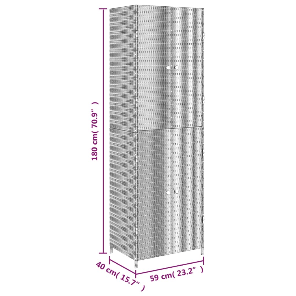 Gartenschrank Schwarz 59x40x180 cm Poly Rattan