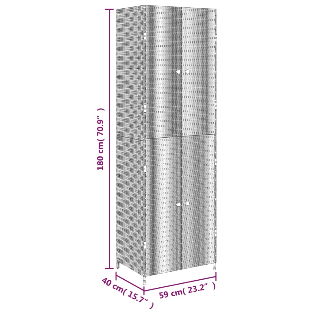 Gartenschrank Grau 59x40x180 cm Poly Rattan