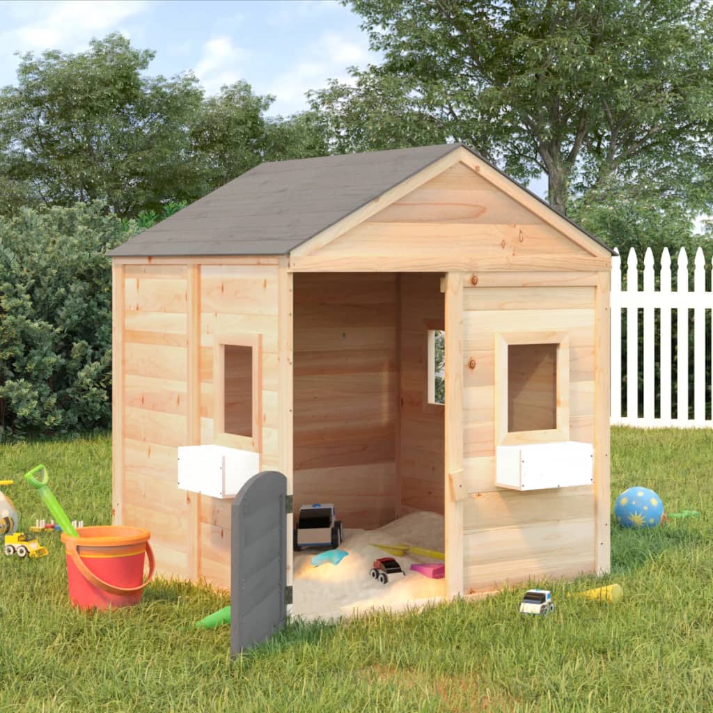 Playhouse with Lockable Door and Flowerpots Fir Wood