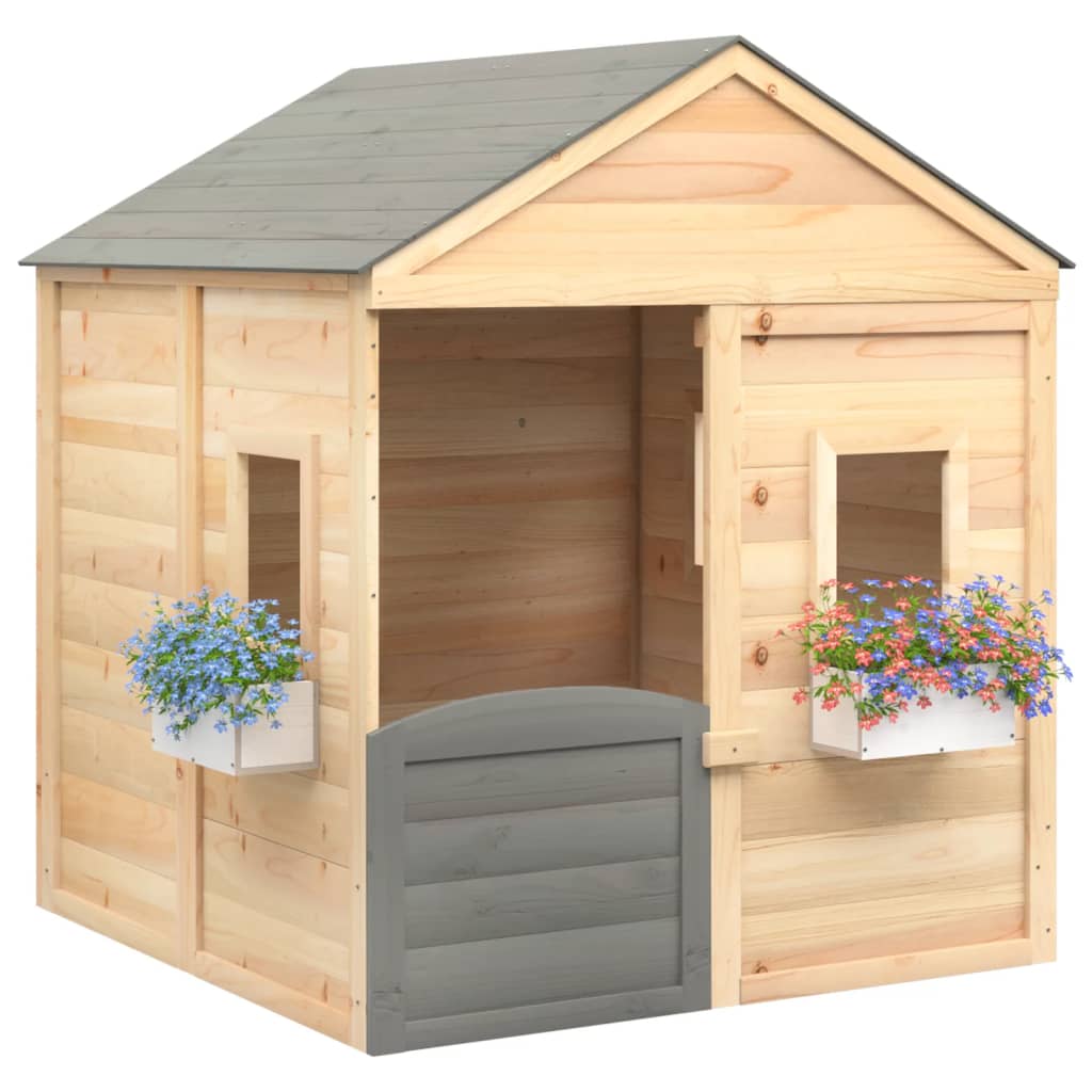 Playhouse with Lockable Door and Flowerpots Fir Wood