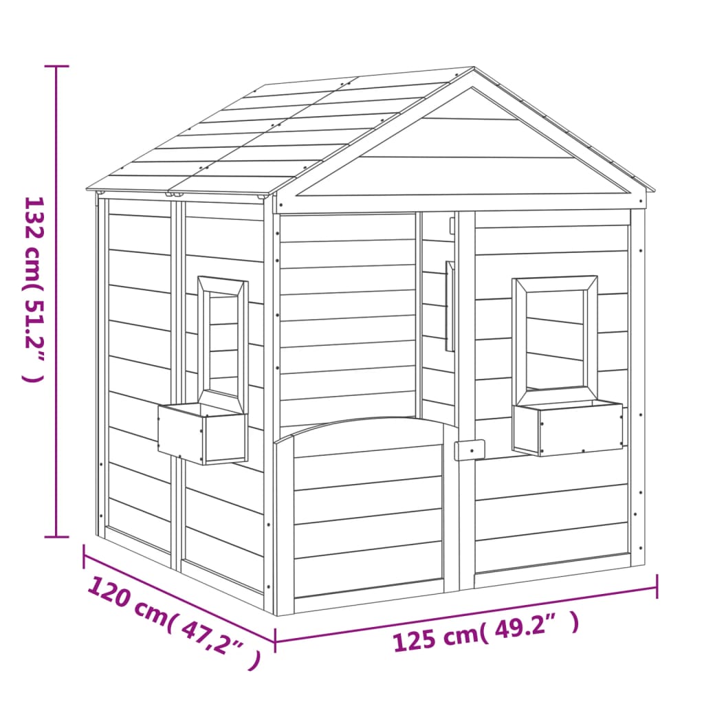 Playhouse with Lockable Door and Flowerpots Fir Wood