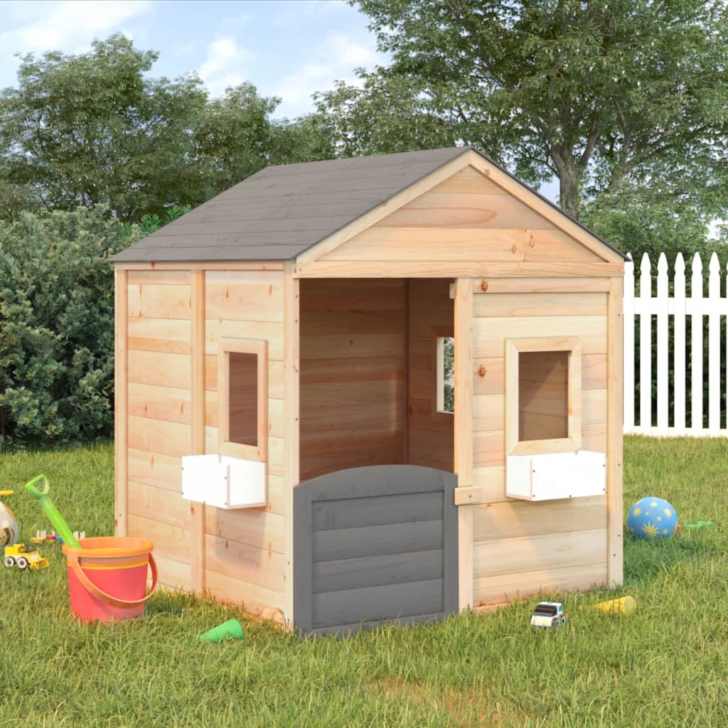 Playhouse with Lockable Door and Flowerpots Fir Wood