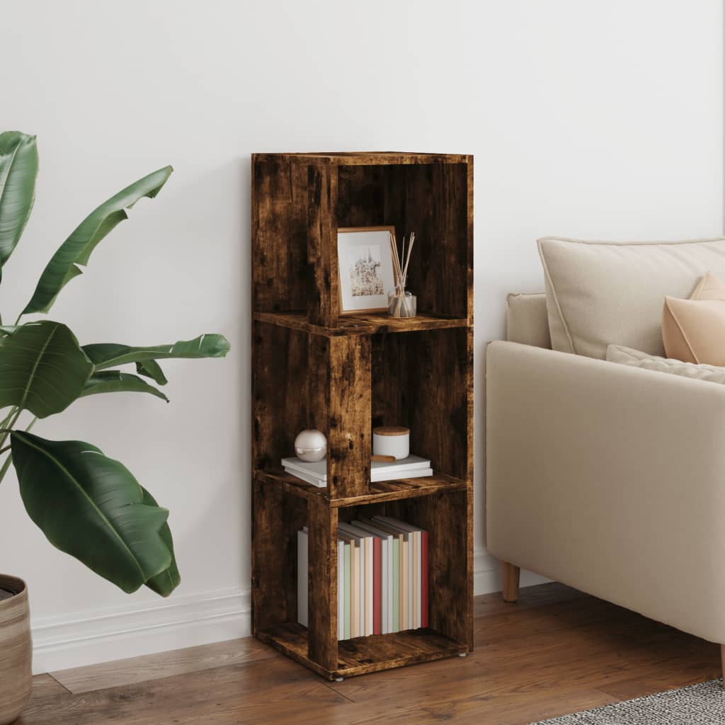 Corner shelf smoked oak 33x33x100 cm wood material