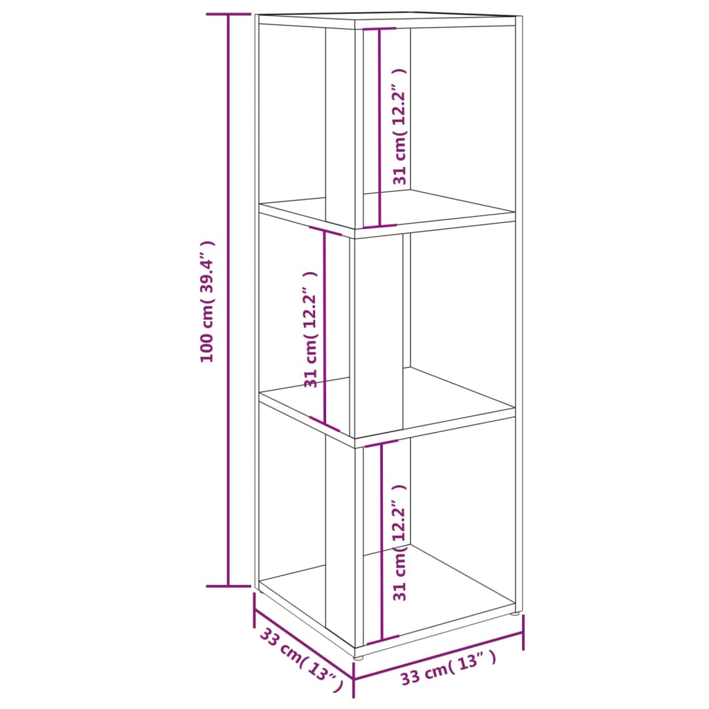 Corner shelf smoked oak 33x33x100 cm wood material