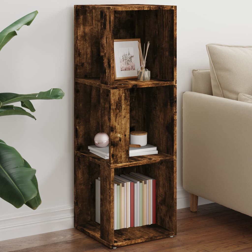 Corner shelf smoked oak 33x33x100 cm wood material