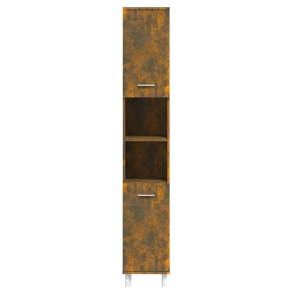 Bathroom Cabinet Smoked Oak 30x30x179 cm Wood Material