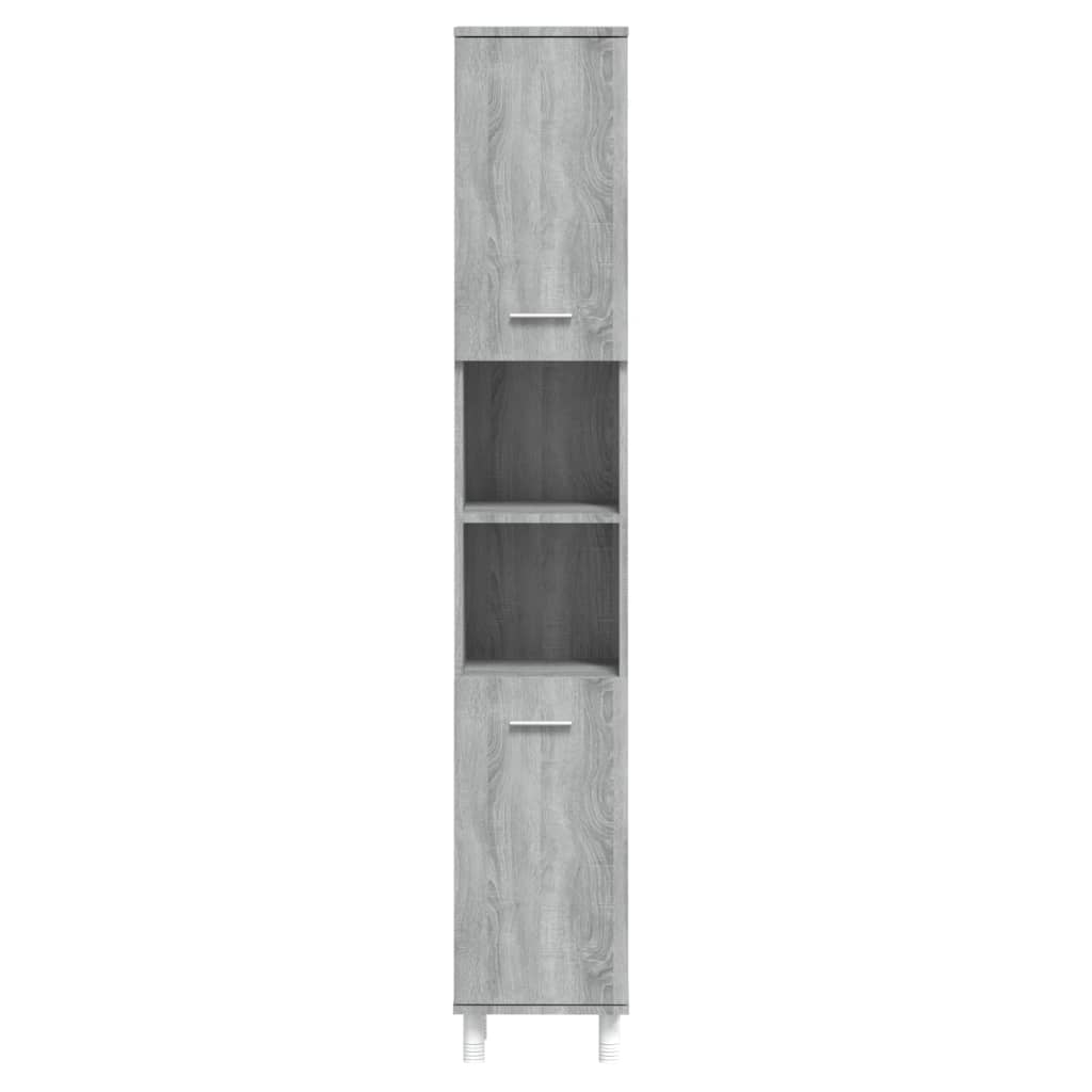 Bathroom Cabinet Gray Sonoma 30x30x179 cm Wood Material