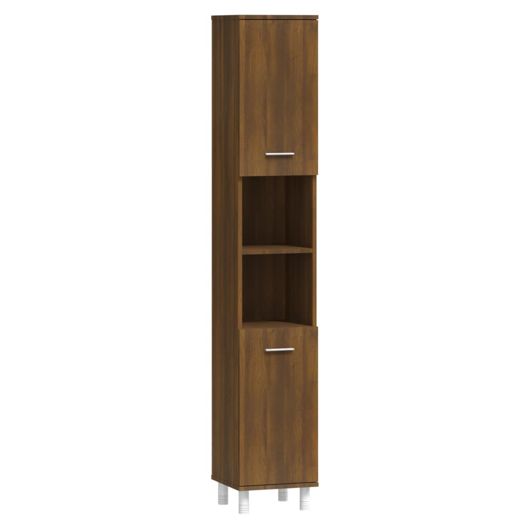 Bathroom Cabinet Brown Oak Look 30x30x179 cm Wood Material