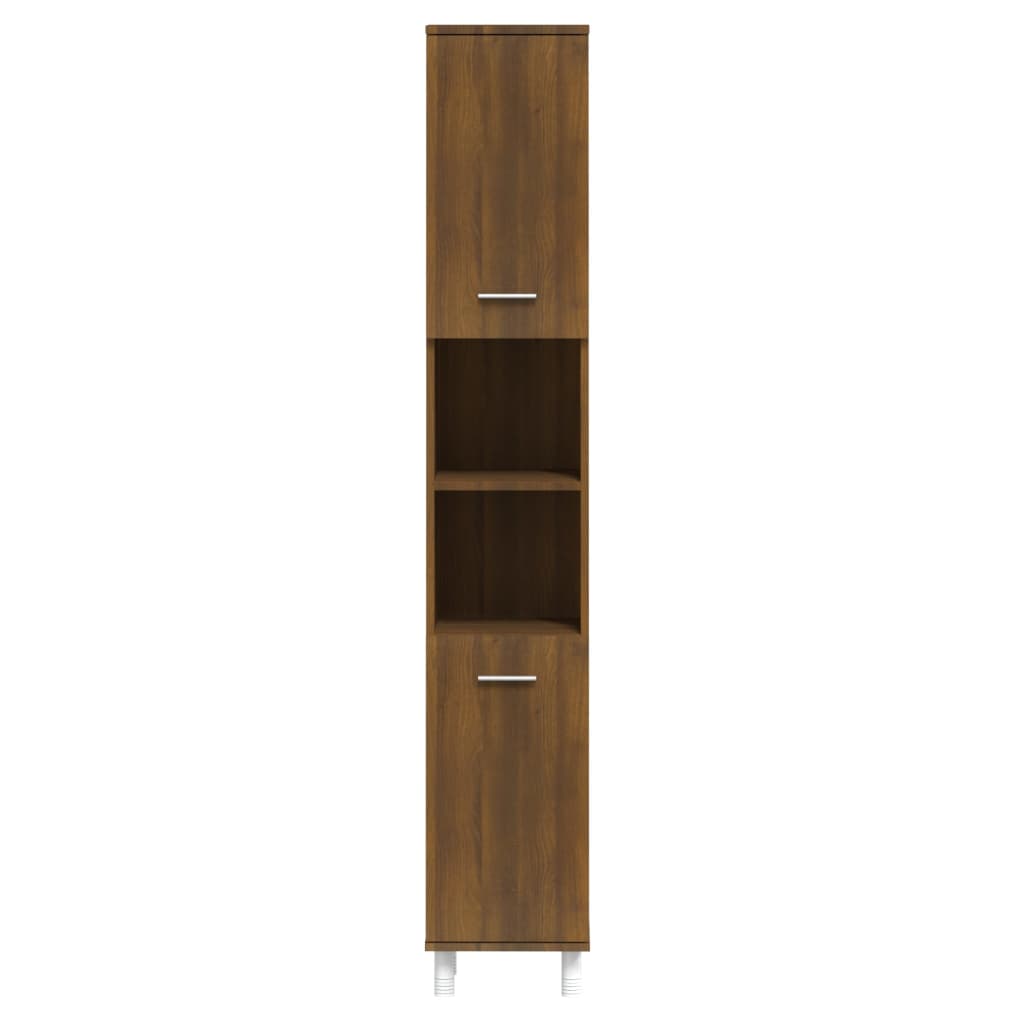 Bathroom Cabinet Brown Oak Look 30x30x179 cm Wood Material