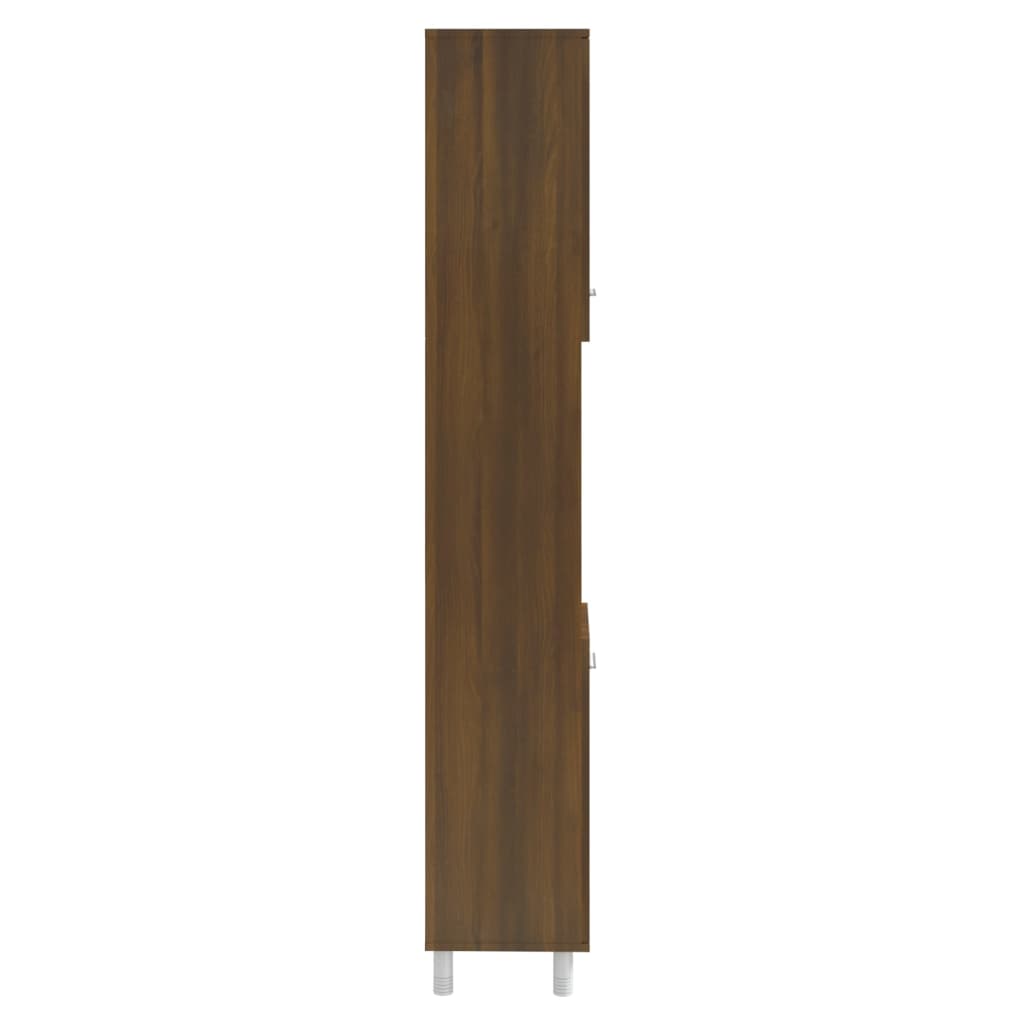 Bathroom Cabinet Brown Oak Look 30x30x179 cm Wood Material