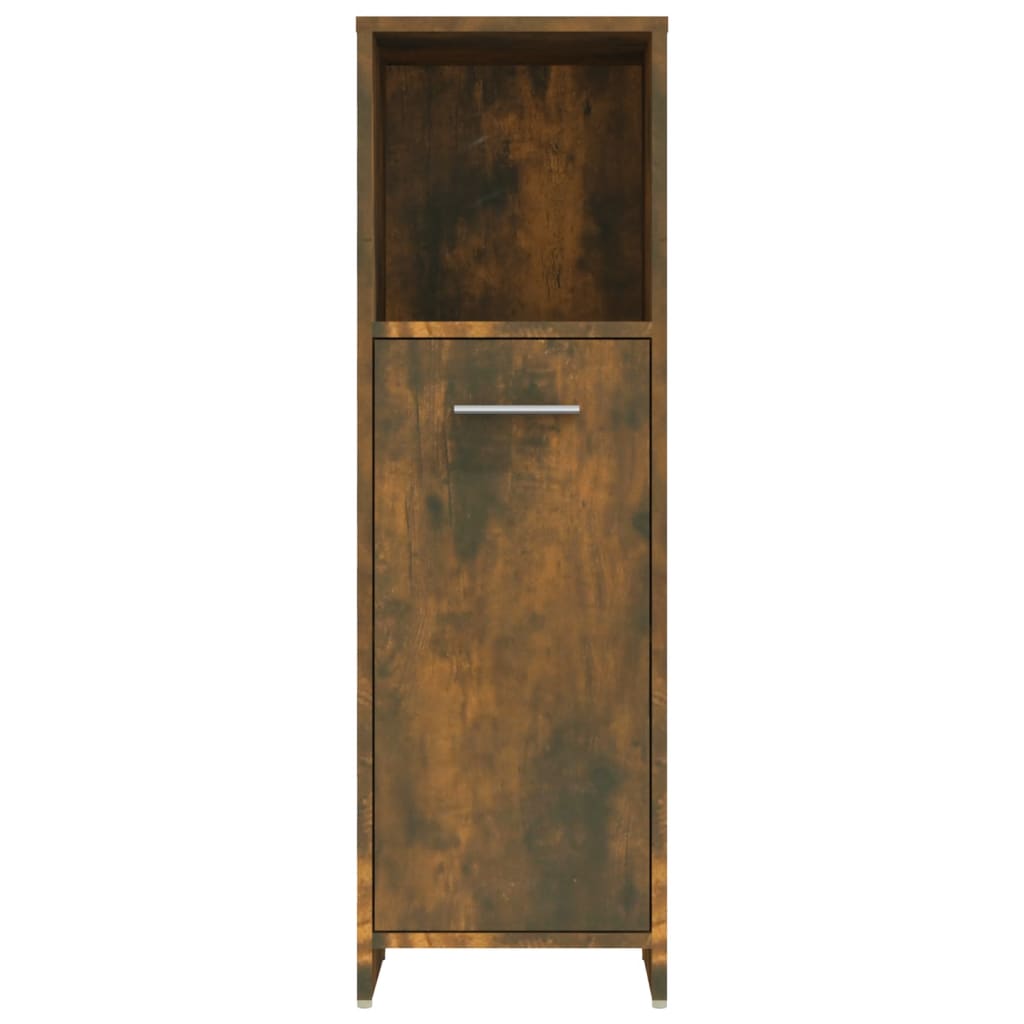 Bathroom Cabinet Smoked Oak 30x30x95 cm Wood Material