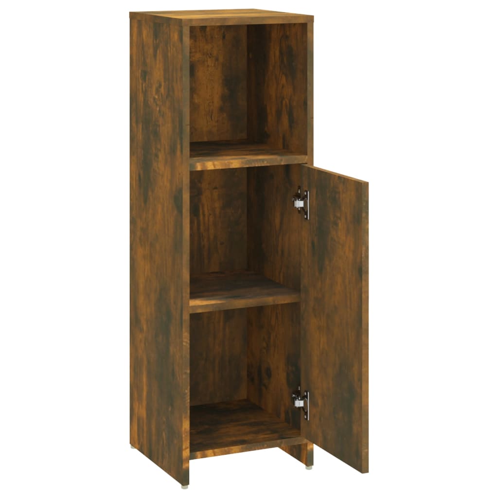 Bathroom Cabinet Smoked Oak 30x30x95 cm Wood Material