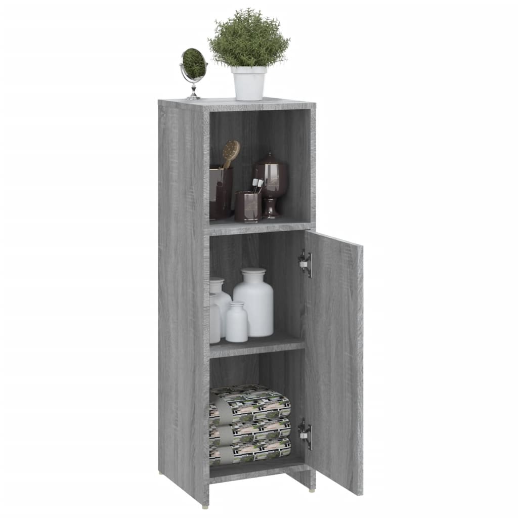 Bathroom Cabinet Gray Sonoma 30x30x95 cm Wood Material