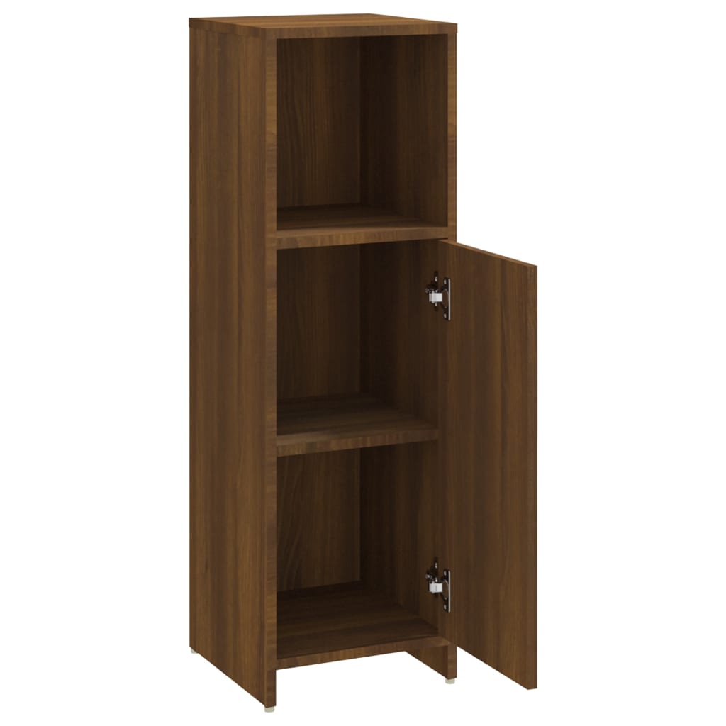 Bathroom Cabinet Brown Oak Look 30x30x95 cm Wood Material