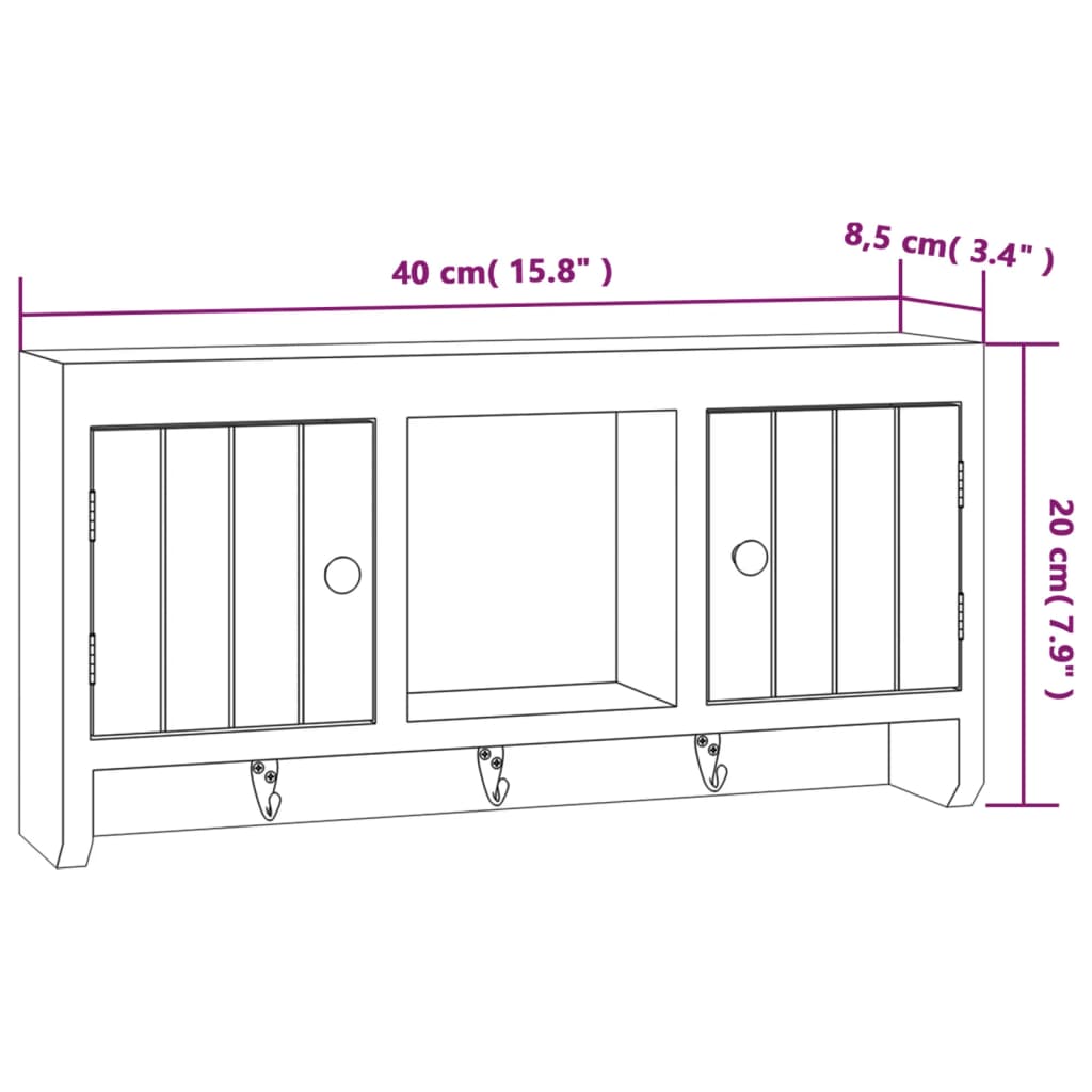 Schlüsselschrank Weiß 40x8,5x20 cm Holzwerkstoff & Stahl