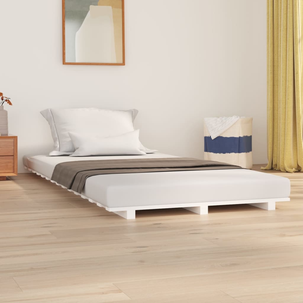 Solid wood bed white 90x200 cm pine