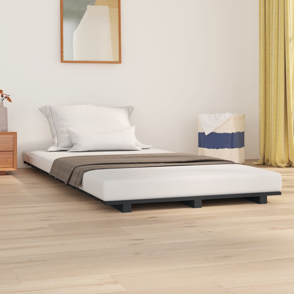 Solid wood bed gray 100x200 cm pine