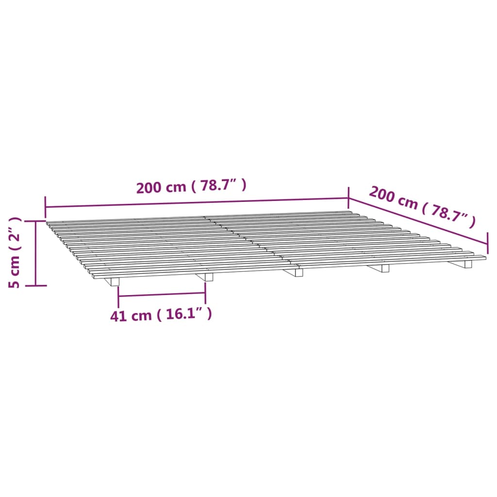 Solid wood bed 200x200 cm pine