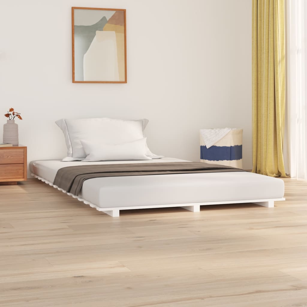 Solid wood bed white 120x200 cm pine