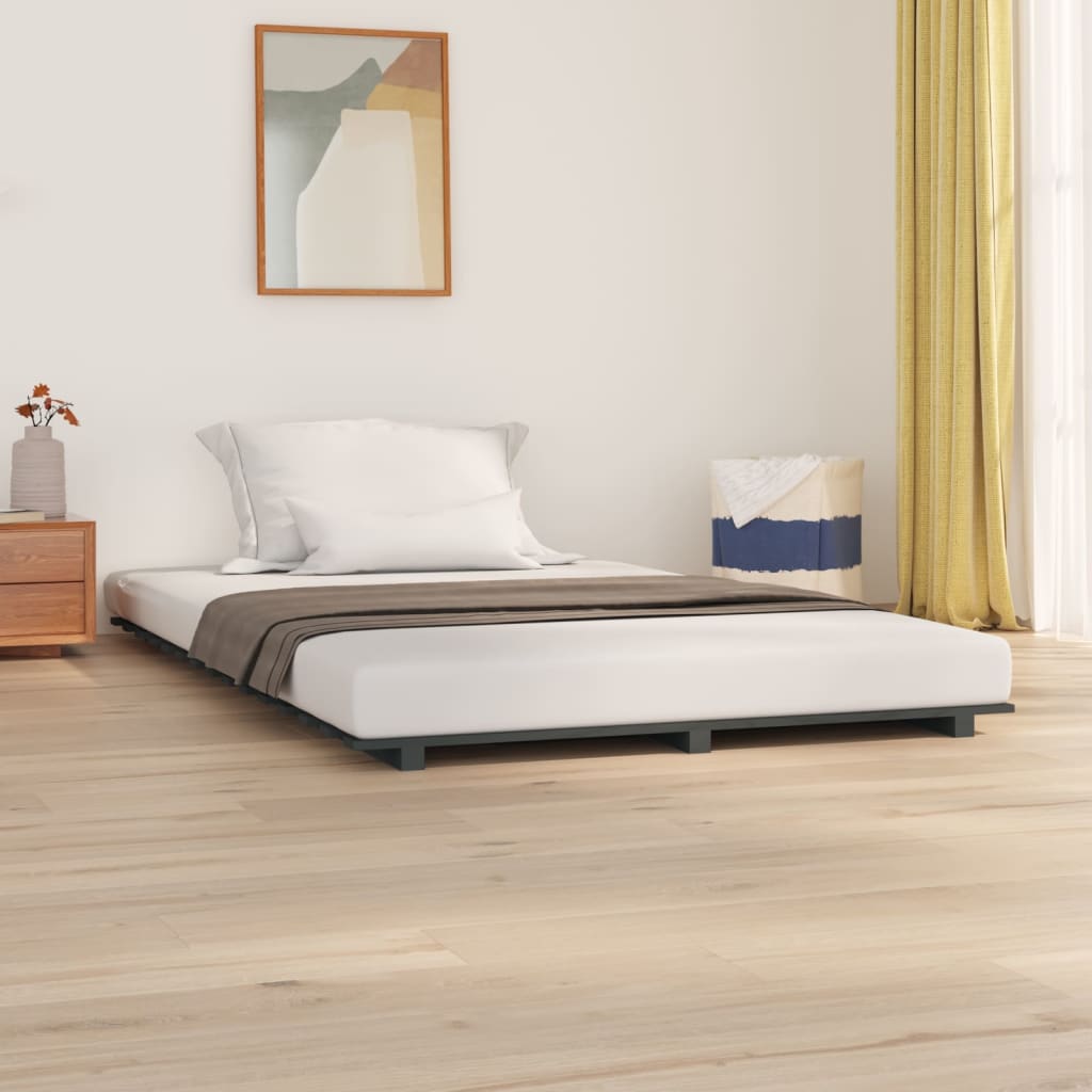 Solid wood bed gray 120x200 cm pine