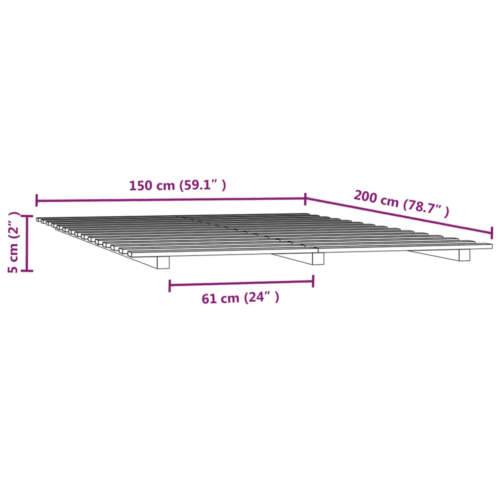 Solid wood bed white 150x200 cm pine