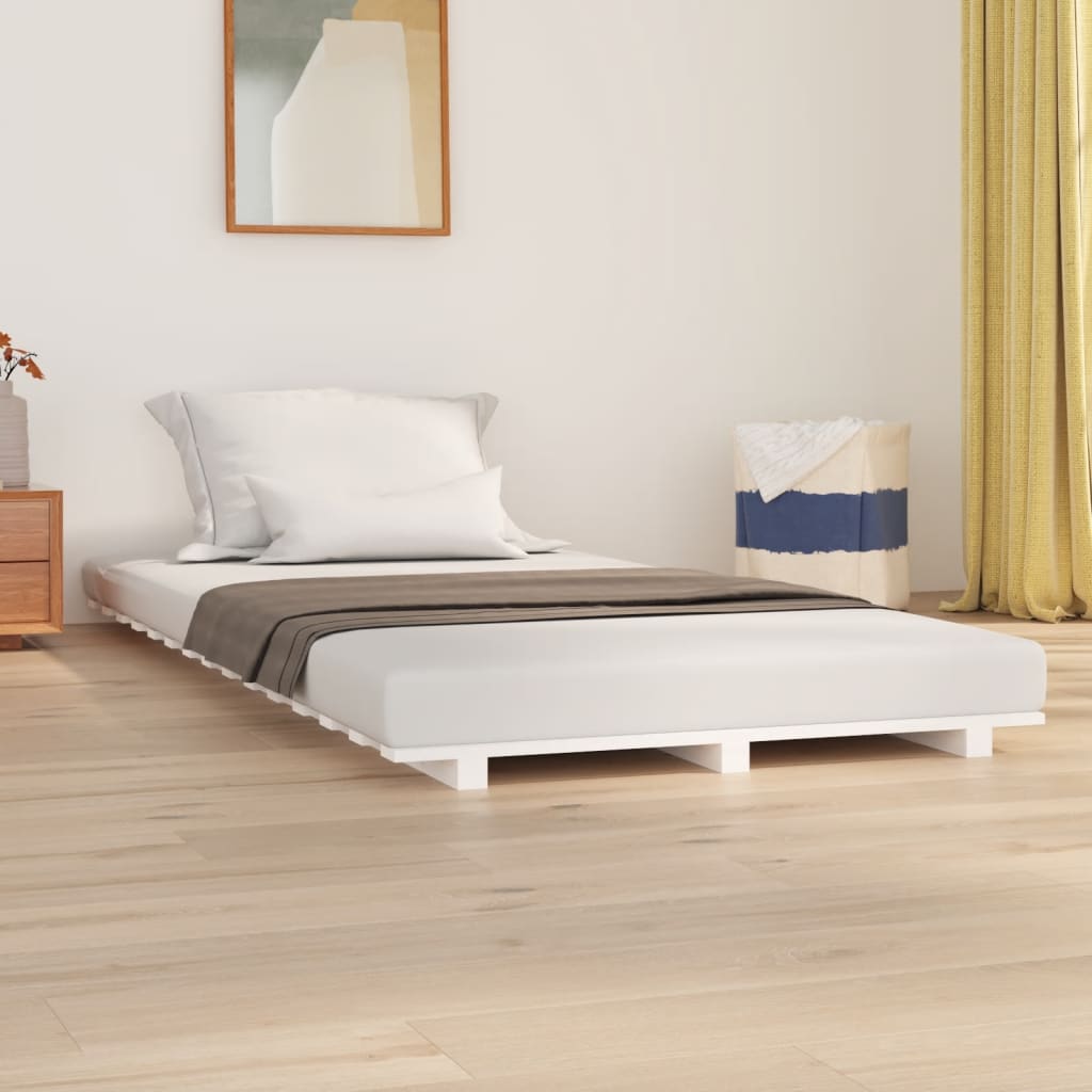 Solid Wood Bed White 75x190 cm Pine