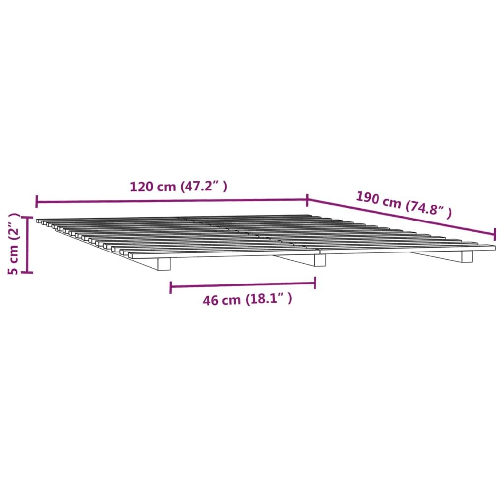 Solid wood bed white 120x190 cm pine