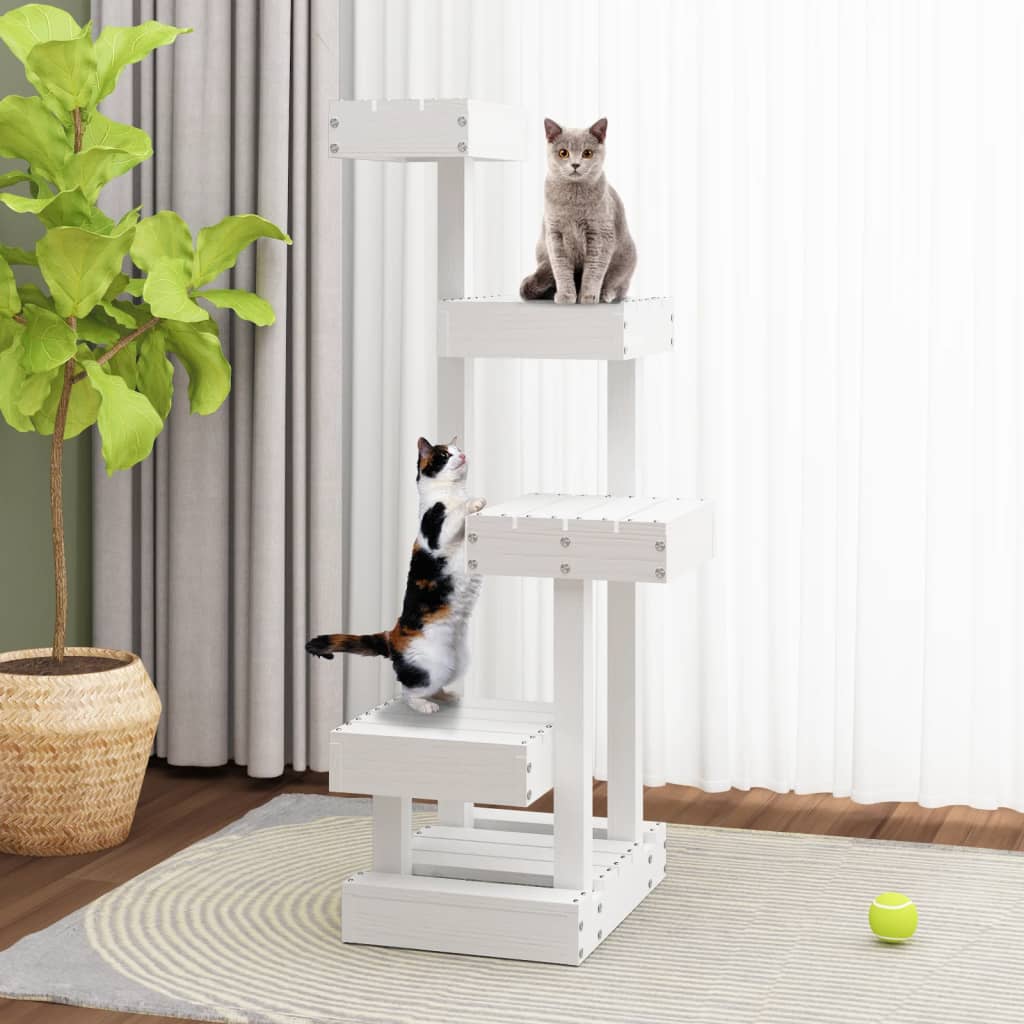 Scratching Post White 45.5x49x103 cm Solid Pine