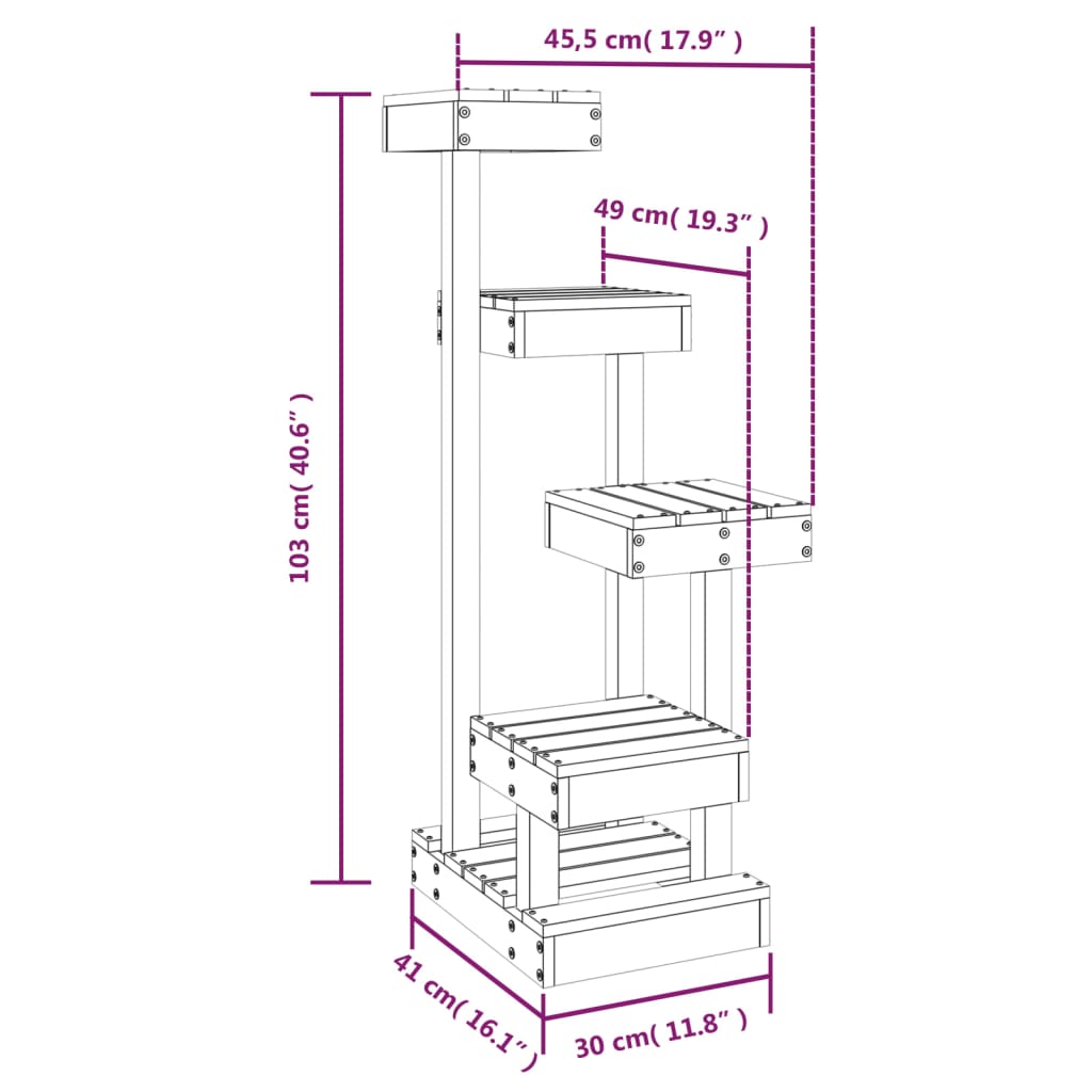 Scratching Post White 45.5x49x103 cm Solid Pine