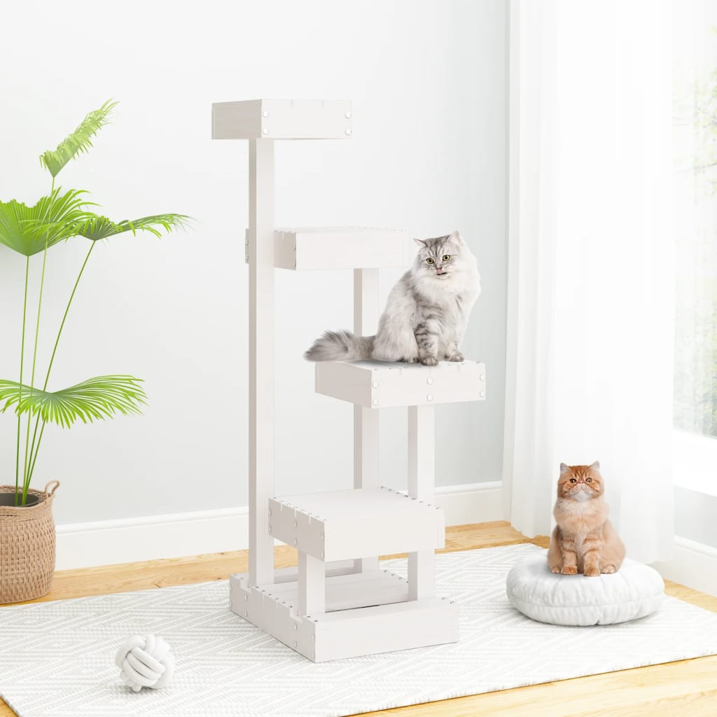 Scratching Post White 45.5x49x103 cm Solid Pine