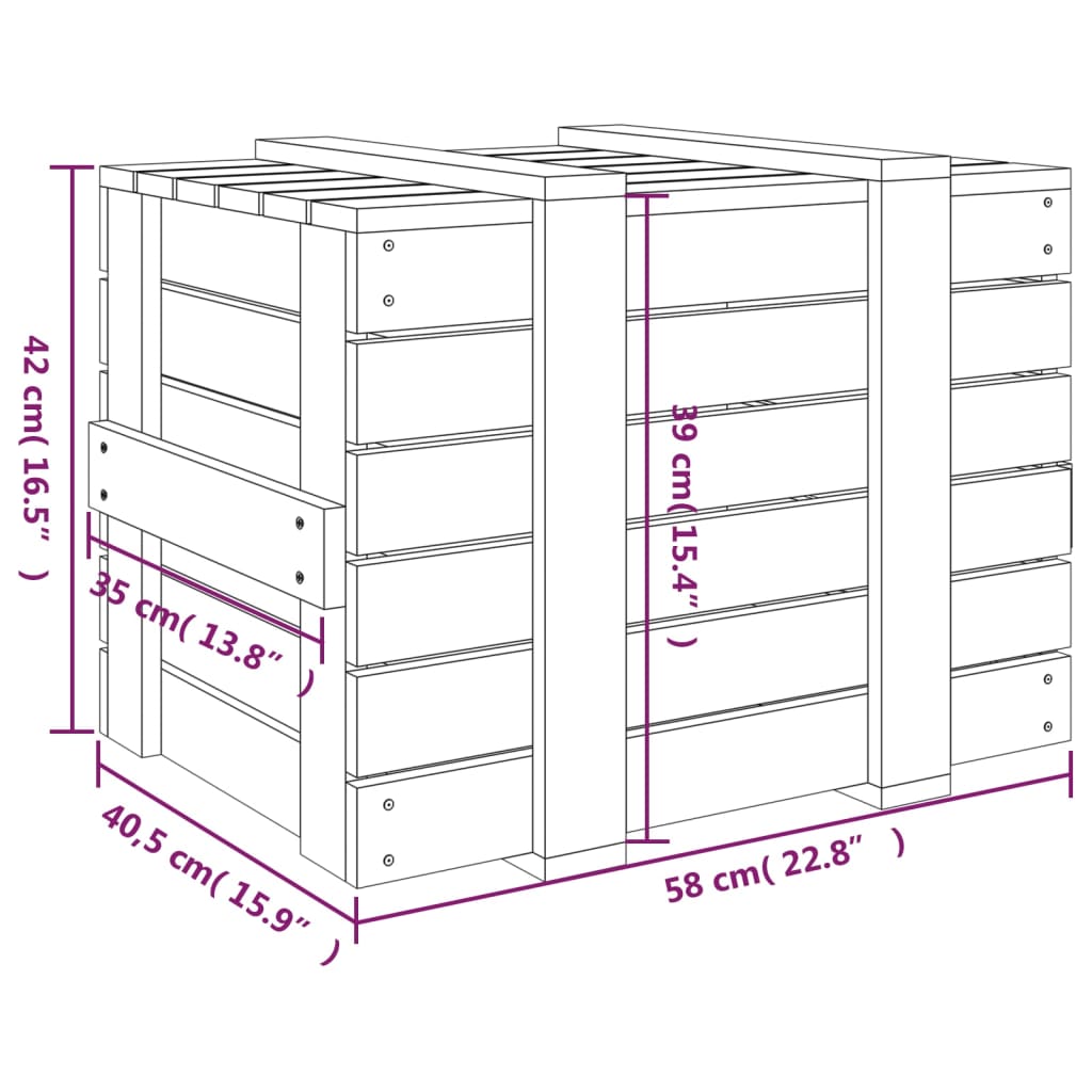 Chest 58x40.5x42 cm solid pine wood