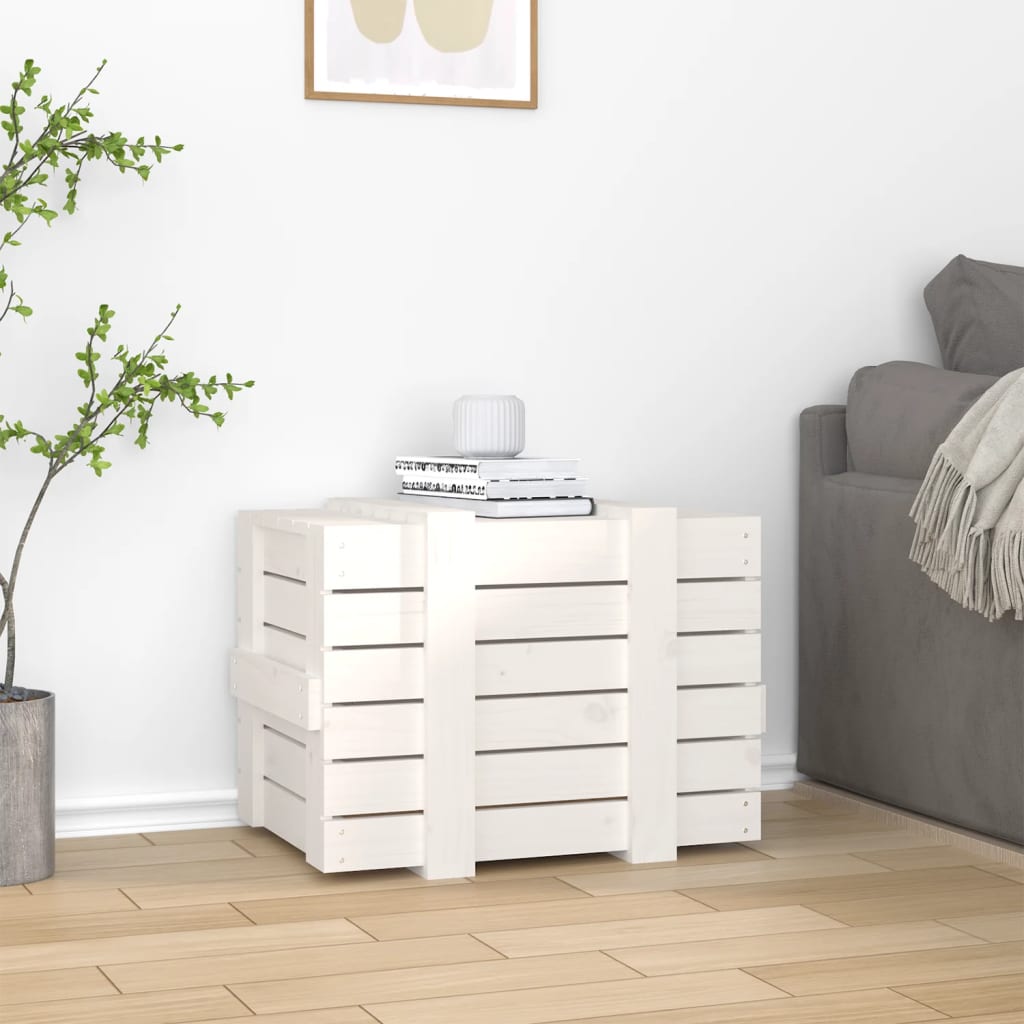 Chest White 58x40.5x42 cm Solid Pine Wood