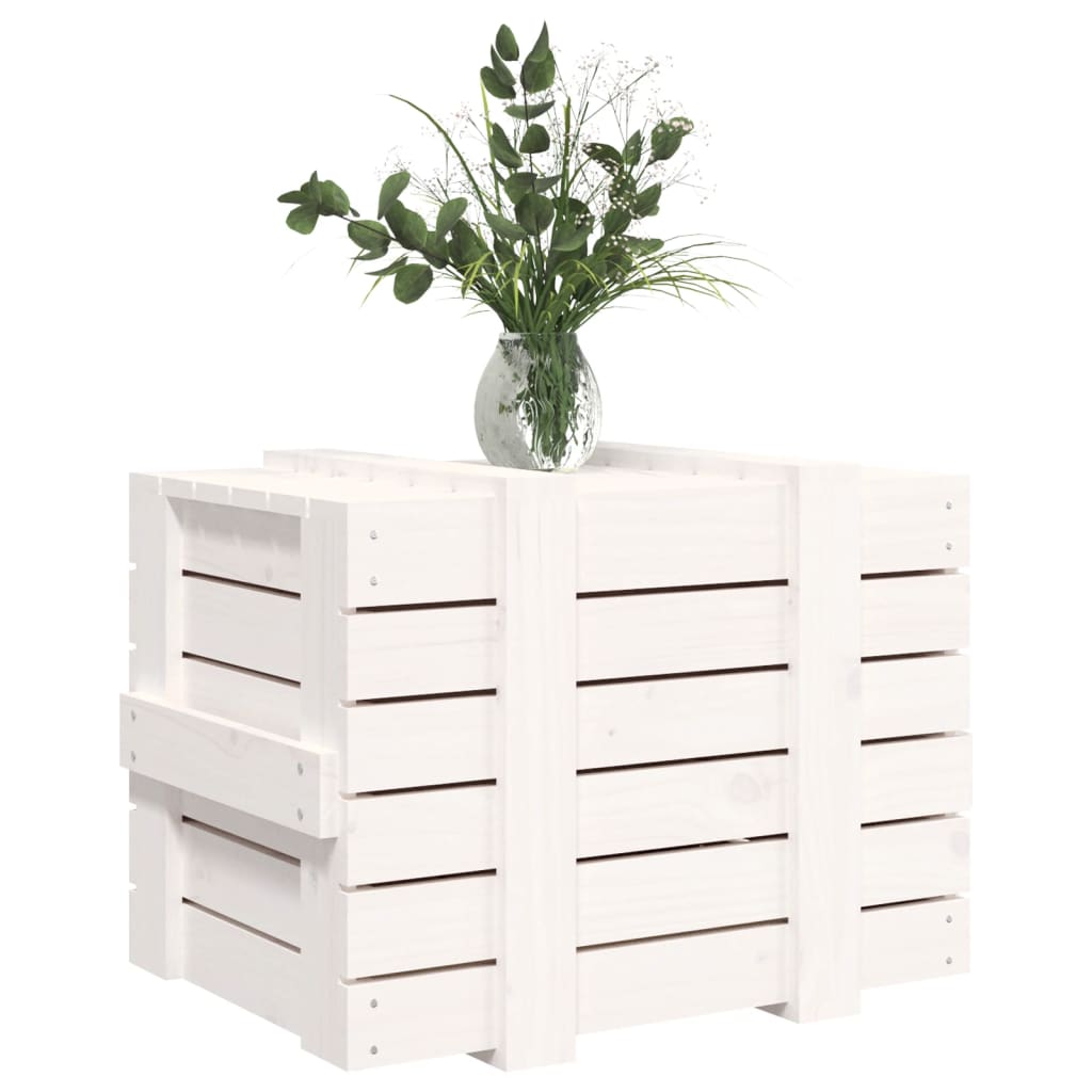 Chest White 58x40.5x42 cm Solid Pine Wood