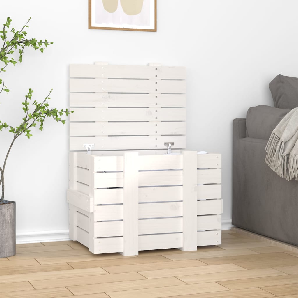 Chest White 58x40.5x42 cm Solid Pine Wood