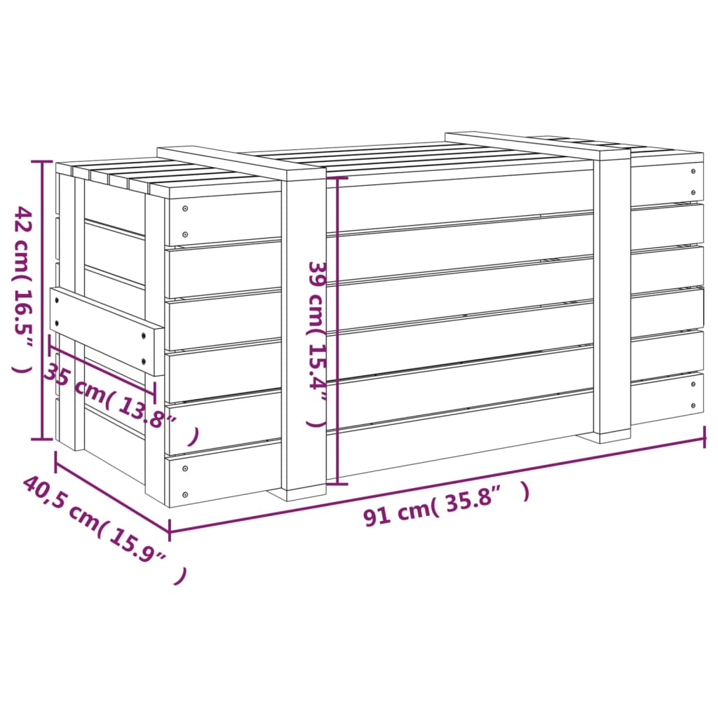 Chest 91x40.5x42 cm solid pine wood