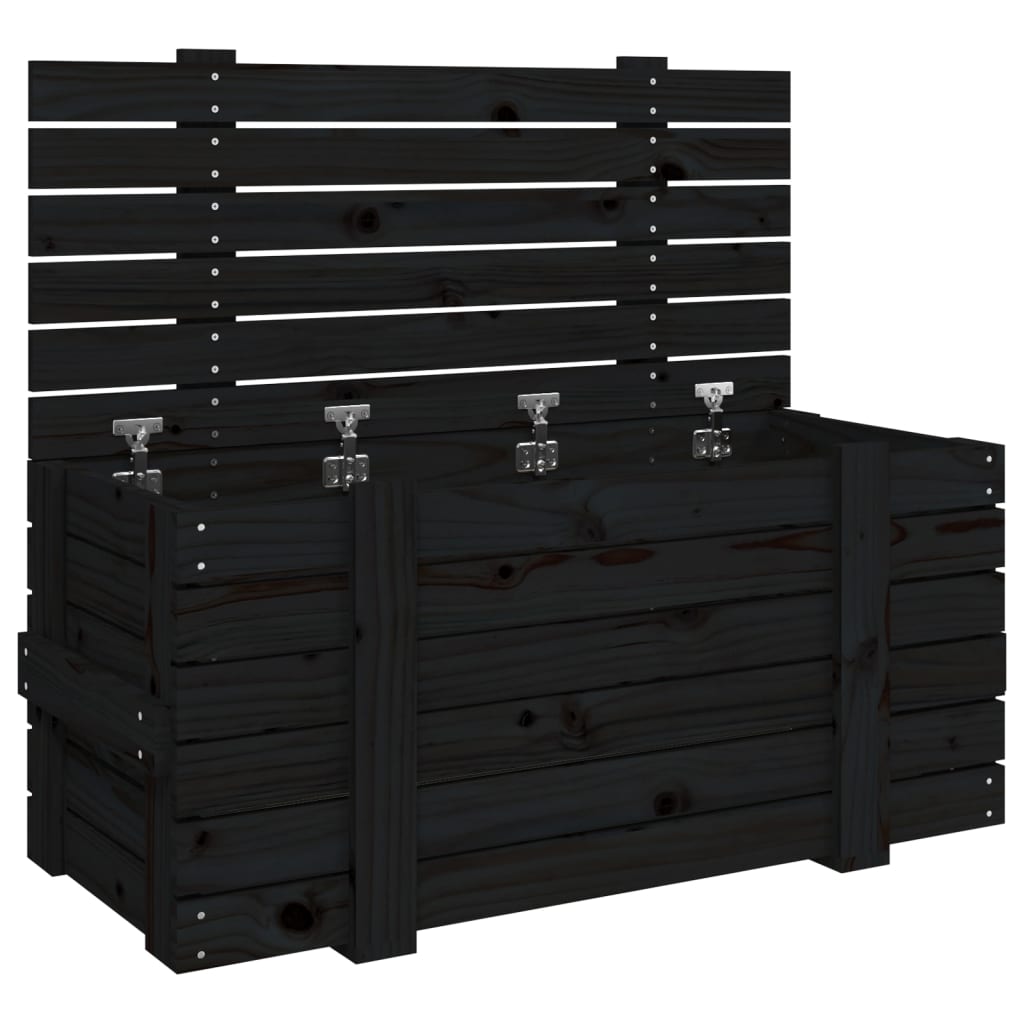 Chest Black 91x40.5x42 cm Solid Pine