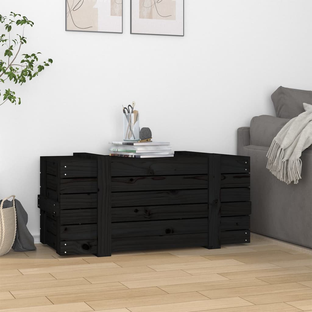 Chest Black 91x40.5x42 cm Solid Pine