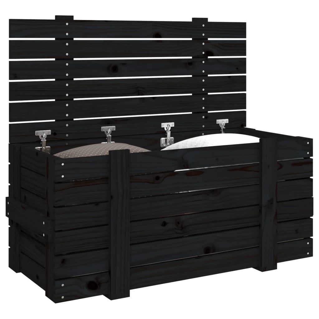 Chest Black 91x40.5x42 cm Solid Pine