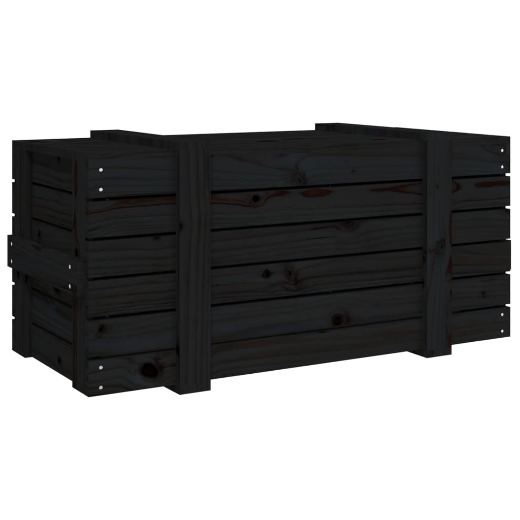 Chest Black 91x40.5x42 cm Solid Pine